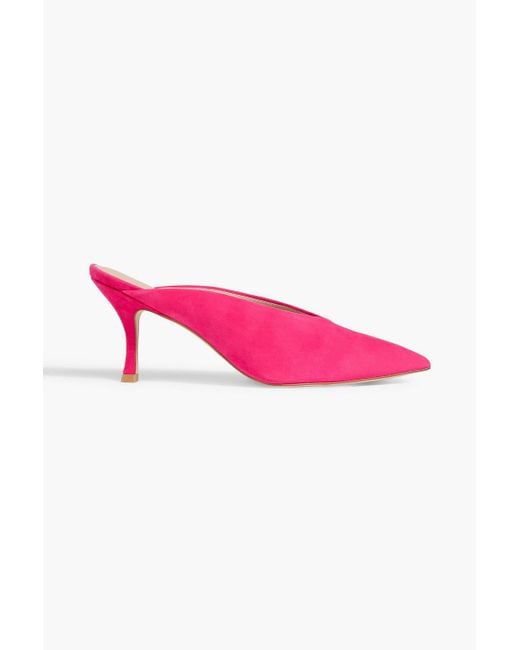 Stuart Weitzman Pink Lulah Suede Mules