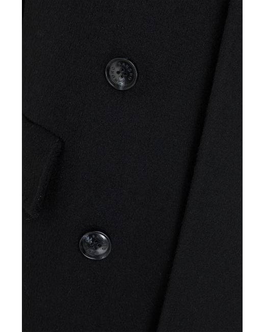 Sandro Black Double-Breasted Wool-Felt Coat