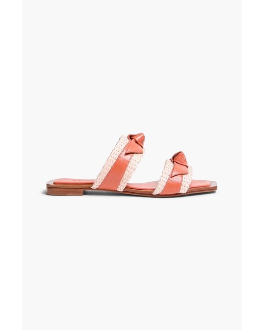 Alexandre Birman Red Clarita Knotted Leather And Straw Sandals