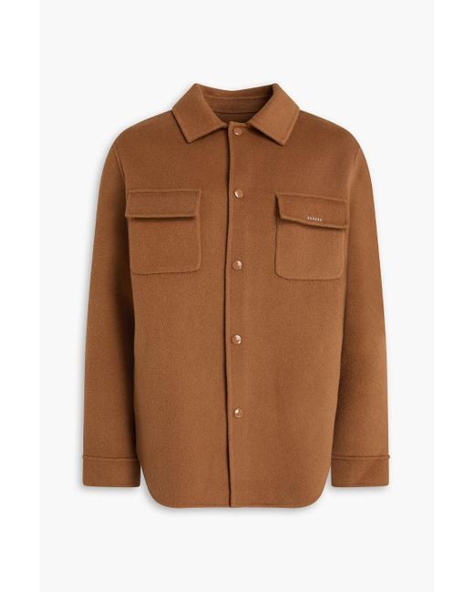 Sandro Brown Wool-felt Overshirt for men