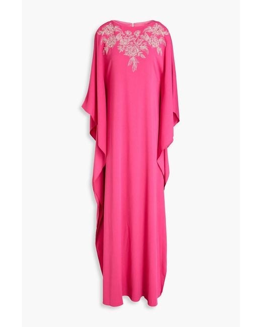 Marchesa Pink Embellished Crepe Kaftan