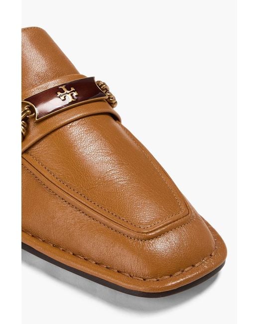 Tory Burch White Perrine Embellished Leather Loafers