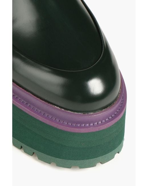 Stine Goya Green Viola Eloise Leather Platform Chelsea Boots