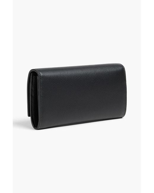 Serapian Black Pebbled-Leather Continental Wallet