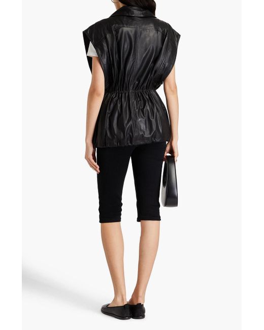 Rag & Bone Black Monica weste aus leder mit raffung