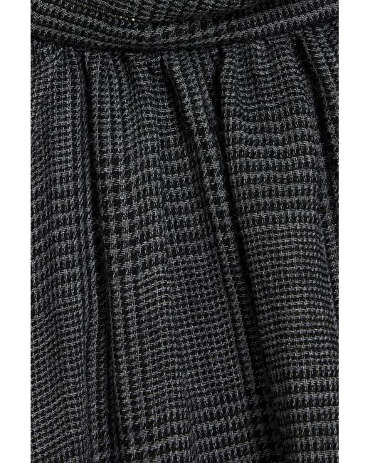 Brunello Cucinelli Black Bead-embellished Checked Wool-tweed Top