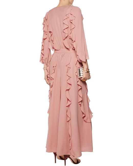 Valentino Garavani Pink Ruffled Silk-georgette Maxi Dress