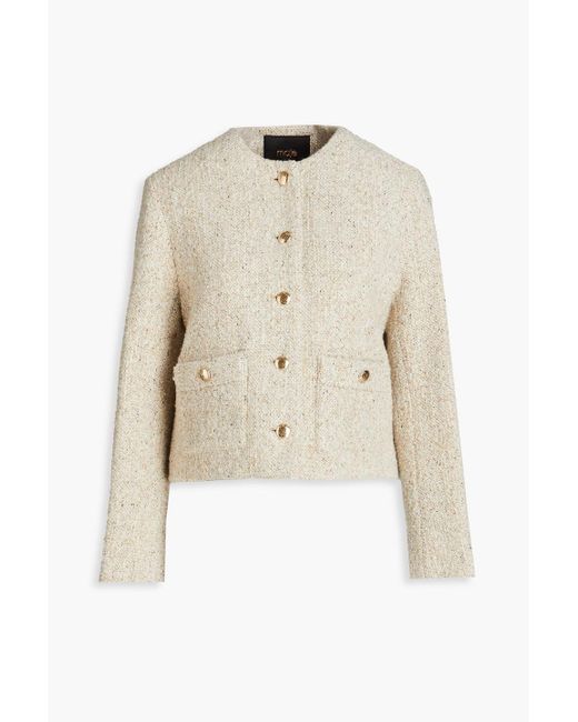 Maje Natural Button-embellished Bouclé-tweed Jacket
