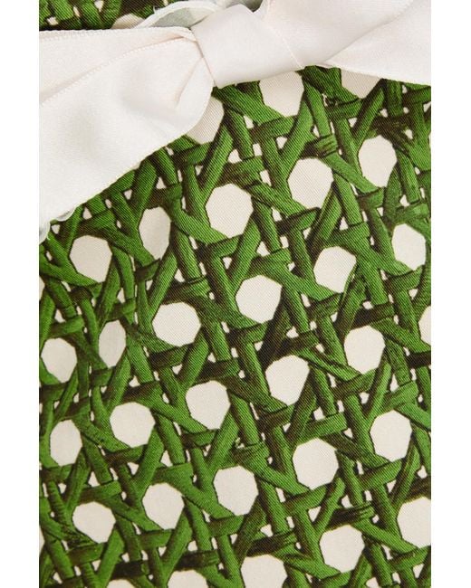 Giambattista Valli Green Cutout Printed Cotton-Blend Twill Dress