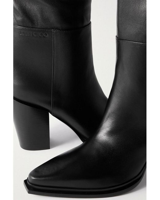 Jimmy Choo Black Cece 80 Leather Over-The-Knee Boots