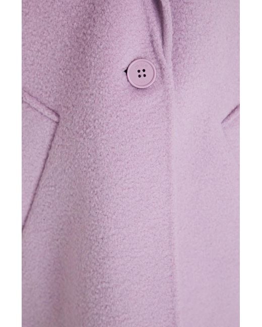 Maje Purple Brushed Wool-blend Felt Coat