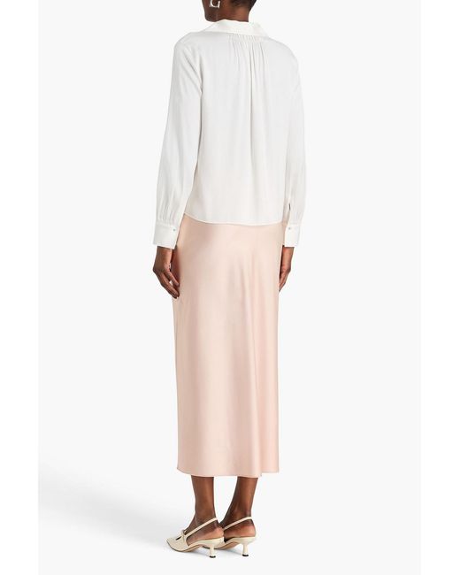Vince White Silk-Blend Twill Blouse