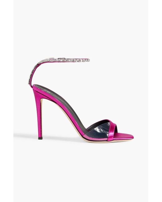 Giuseppe Zanotti Pink Leeah Crystal-embellished Pvc And Satin Sandals