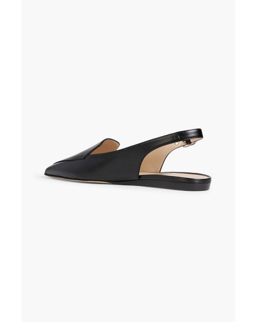 Stuart Weitzman Black Ryder Leather Slingback Point-Toe Flats