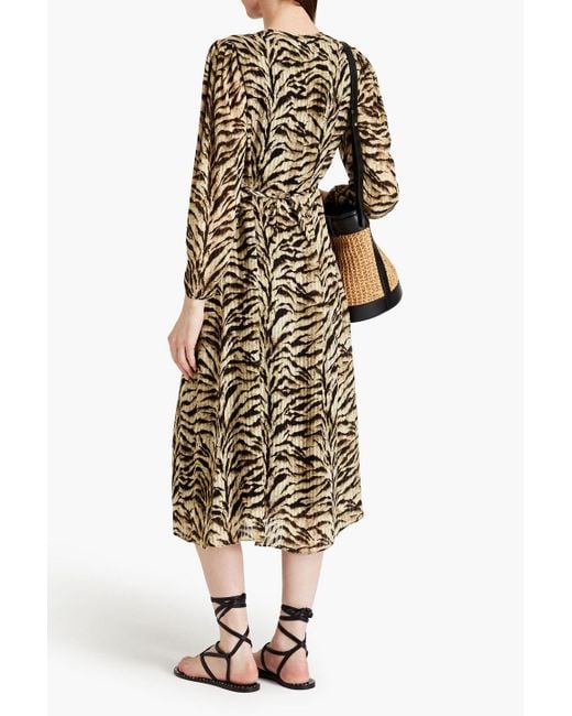 Ba&sh Metallic Imany Tiger-print Jacquard Midi Dress