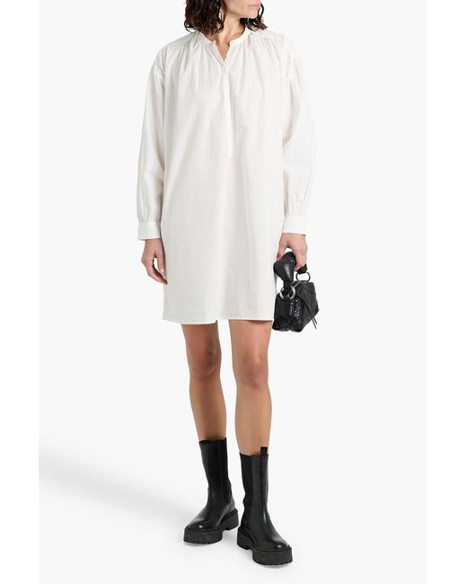 Nili Lotan White Najam Gathered Cotton-poplin Mini Dress