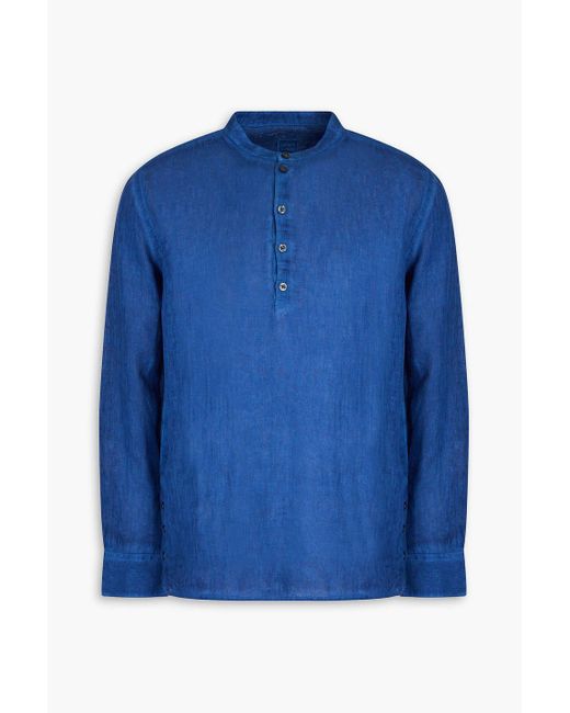 120% Lino Blue Linen Shirt for men