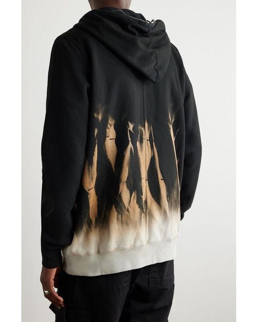 Rick Owens Black Oversized Printed Cotton-Jersey Hoodie for men