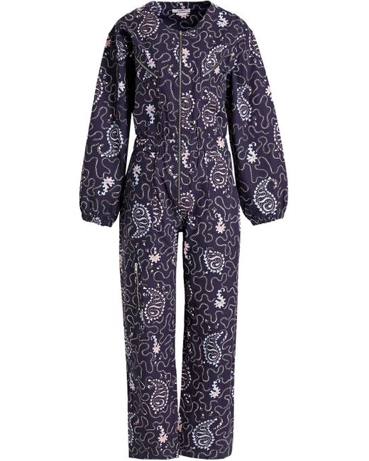 Isabel Marant Blue Nilaney Printed Cotton Jumpsuit