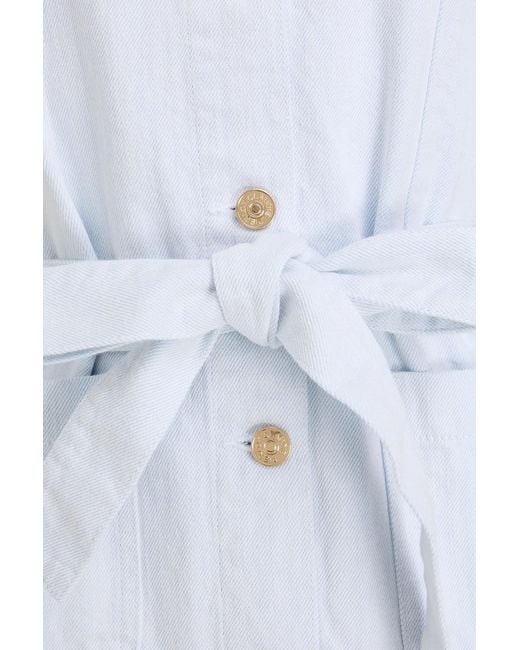 Claudie Pierlot Blue Pleated Denim Mini Shirt Dress