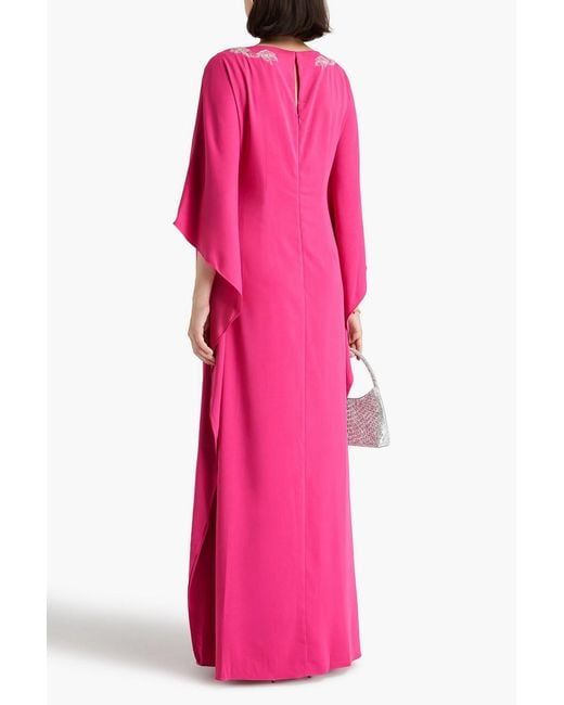 Marchesa Pink Embellished Crepe Kaftan