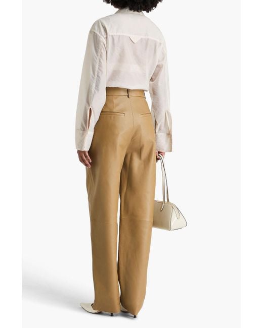 Petar Petrov Natural Rowdy Leather Wide-Leg Pants