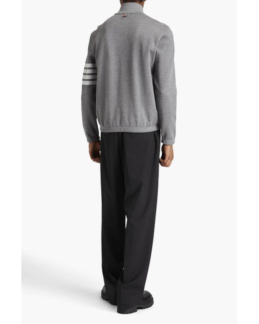 Thom Browne Gray Mélange Striped Cotton Half-zip Turtleneck Sweater for men
