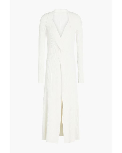 Dion Lee White Cable Twist Ribbed-knit Midi Dress