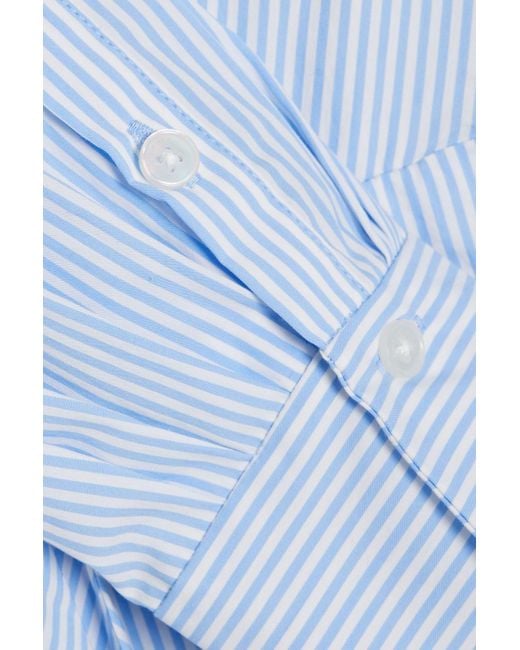 Jonathan Simkhai Blue Briar Wrap-Effect Striped Cotton-Blend Poplin Maxi Shirt Dress