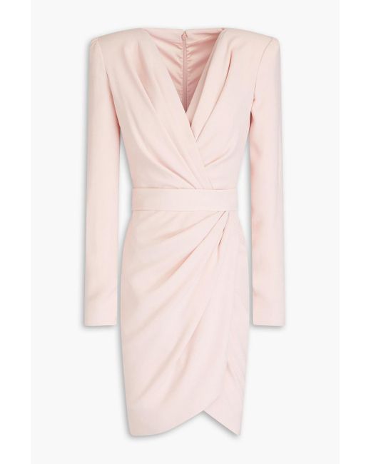 Rhea Costa Pink Wrap-effect Crepe Mini Dress