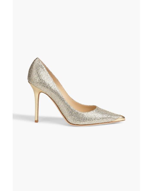 Jimmy Choo Abel Glittered Woven Pumps in Metallic | Lyst