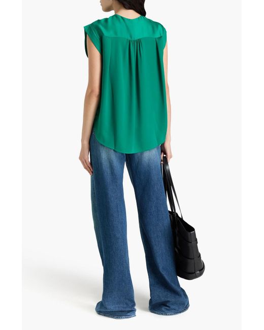 Rag & Bone Green Maple Gathered Satin Top