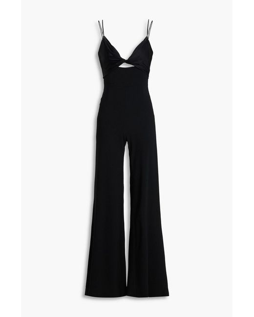 Galvan Black Twisted Cutout Cady And Satin-Jersey Jumpsuit