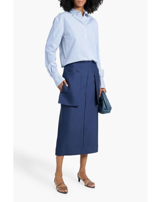 Another Tomorrow Blue Striped Cotton-Poplin Shirt