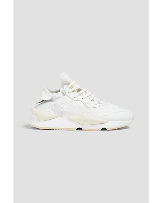 Y-3 White Kaiwa Pebbled-leather And Neoprene Sneakers for men