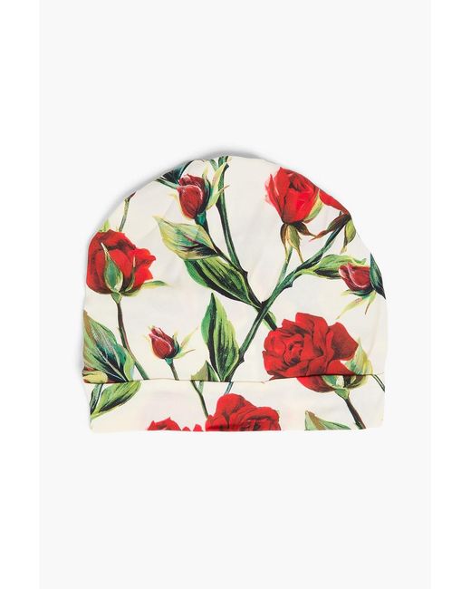 Dolce & Gabbana Red Floral-Print Silk-Blend Crepe De Chine Turban