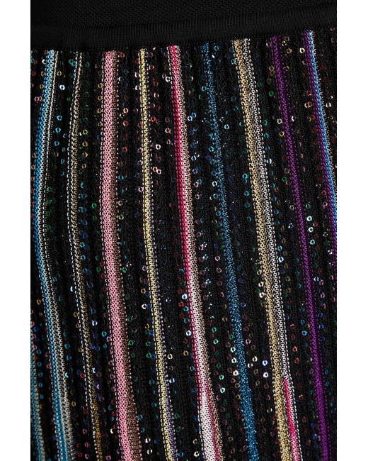 Missoni Black Metallic Sequined Crochet-knit Wide-leg Pants