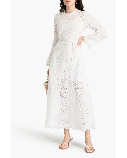 Zimmermann White Broderie Anglaise Cotton Maxi Dress