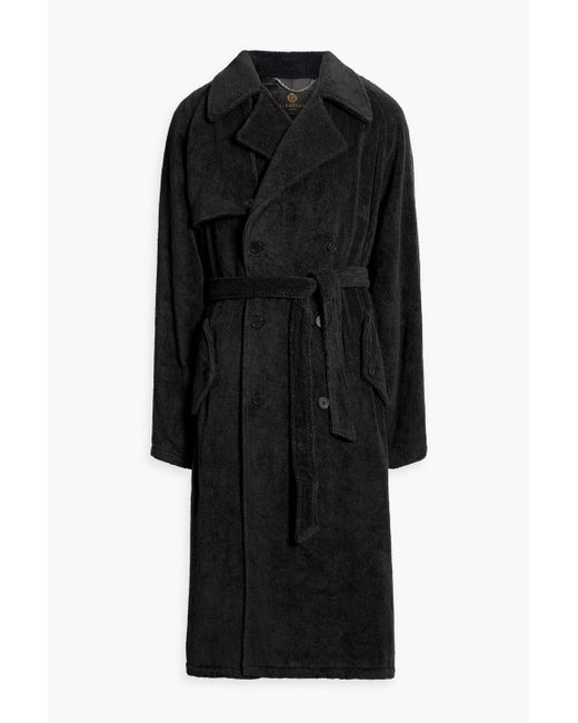 Balenciaga Black Oversized Cotton-terry Trench Coat for men
