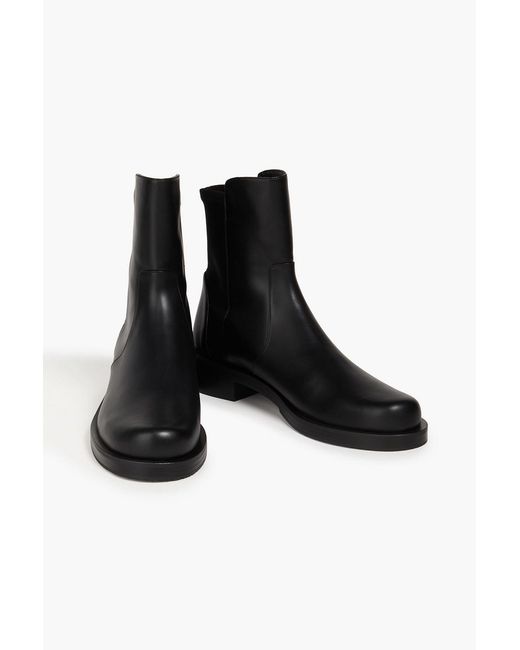 Stuart Weitzman Black Microstretch And Leather Ankle Boots