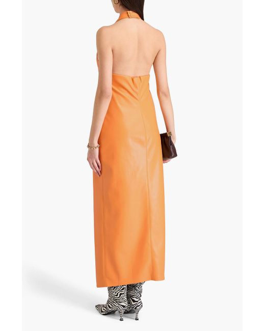 Nanushka Orange Elima Okobor Halterneck Maxi Dress