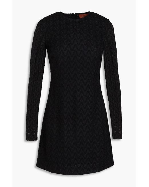 Missoni Black Crochet-knit Wool-blend Mini Dress