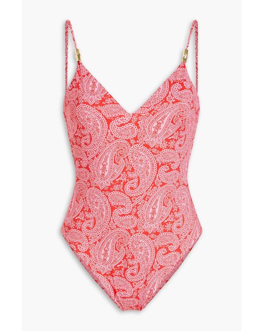 Heidi Klein Pink Tangier badeanzug mit paisley-print
