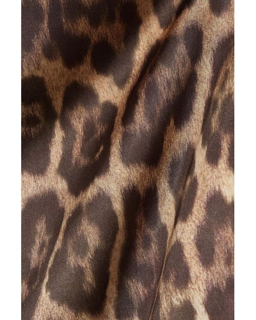 Stella McCartney Brown Embroidered Leopard-Print Satin Shirt