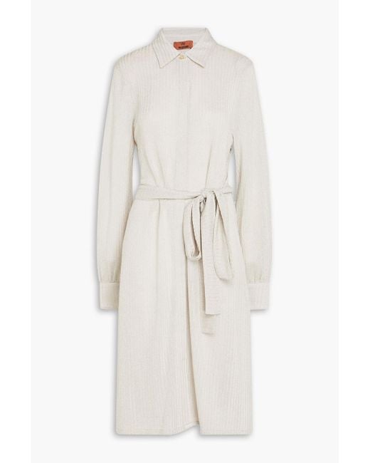 Missoni White Metallic Crochet-knit Cotton-blend Shirt Dress