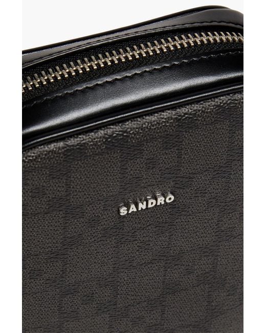Sandro Black Printed Textured Shoulder Bag for men
