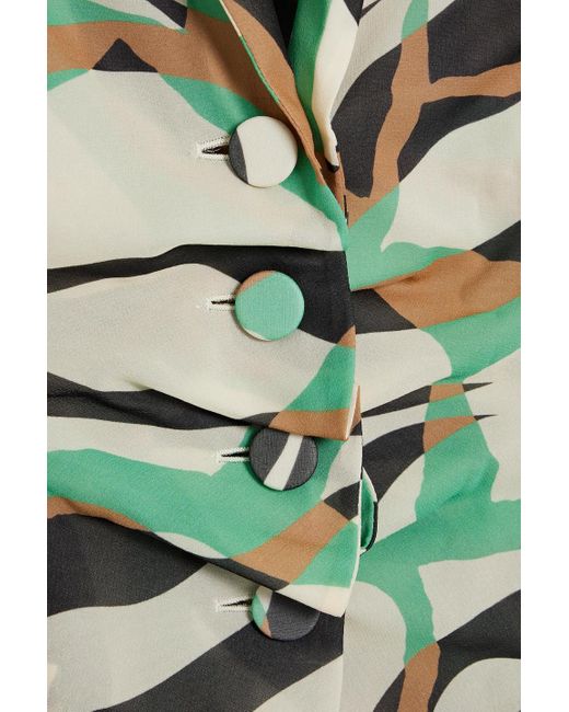 Roberto Cavalli Green Jacke aus seide mit falten und print