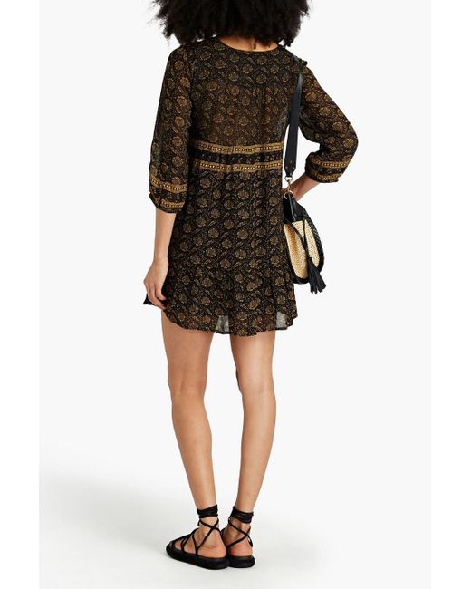 Ba&sh Black Becky Printed Georgette Mini Dress