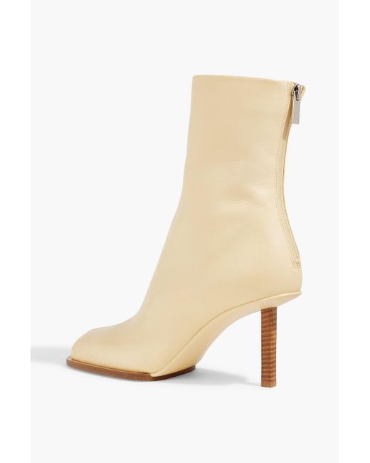 Jacquemus White Rond Carré Leather Ankle Boots
