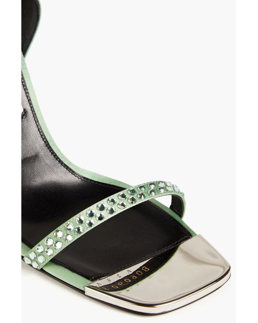 Sergio Rossi Metallic dagger Crystal-embellished Satin Sandals